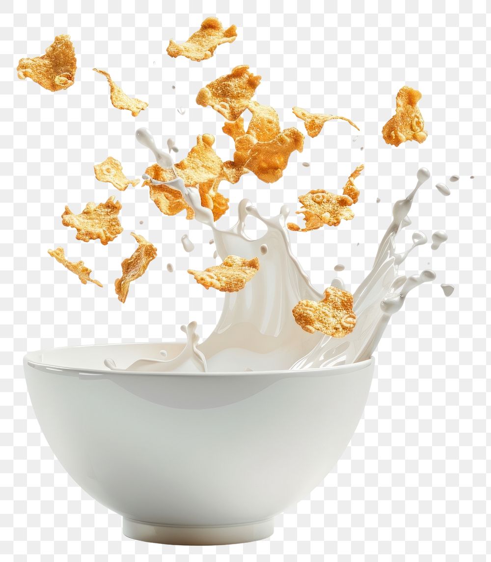 PNG Cereal splashing milk breakfast