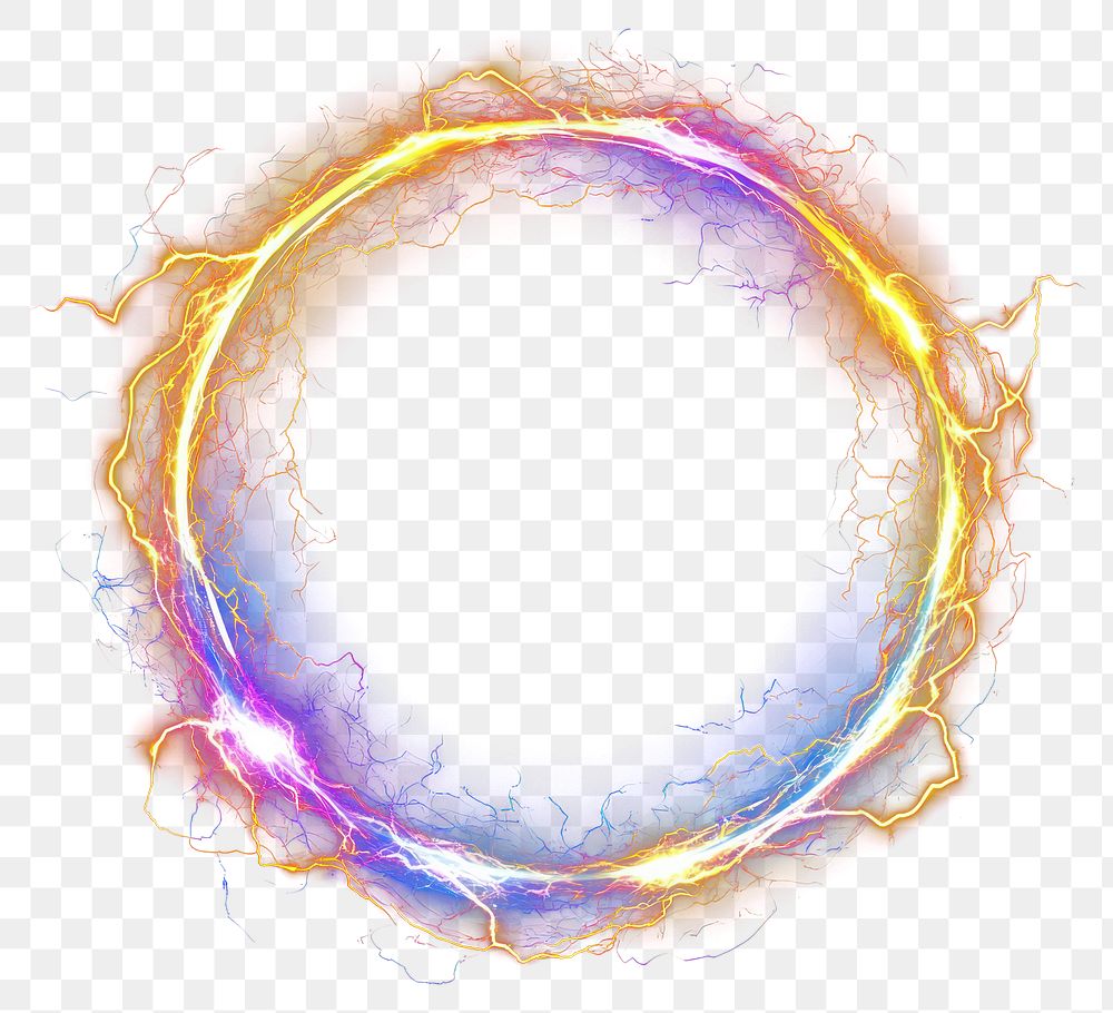 PNG Gold electric ring lightning vibrant glowing.