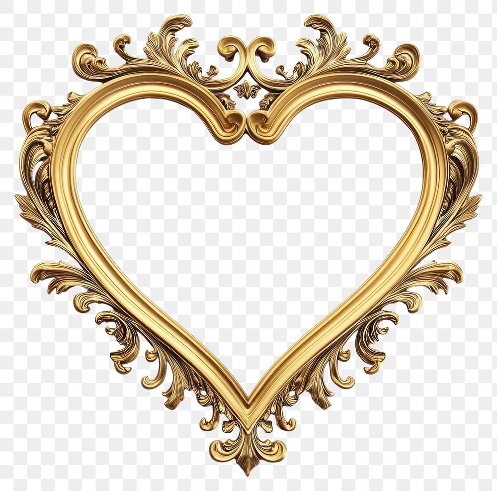 PNG Elegant heart-shaped golden frame