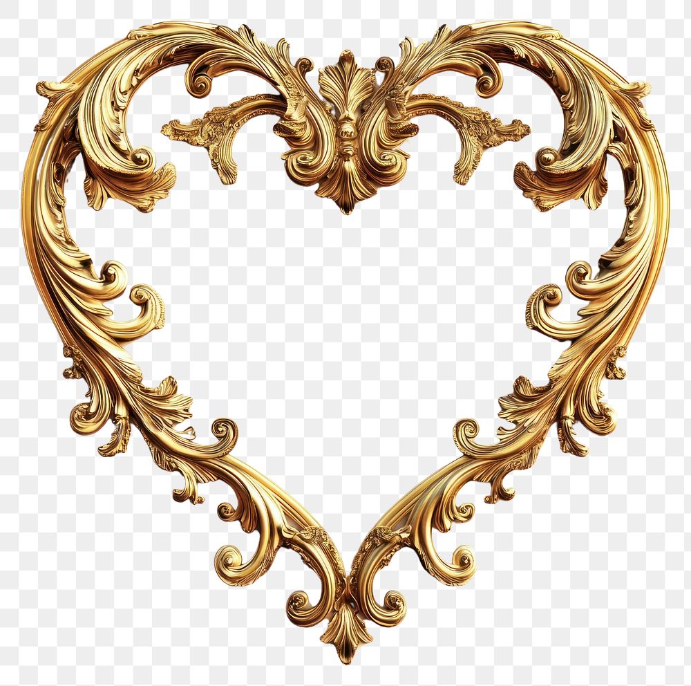 PNG Elegant ornate golden heart frame