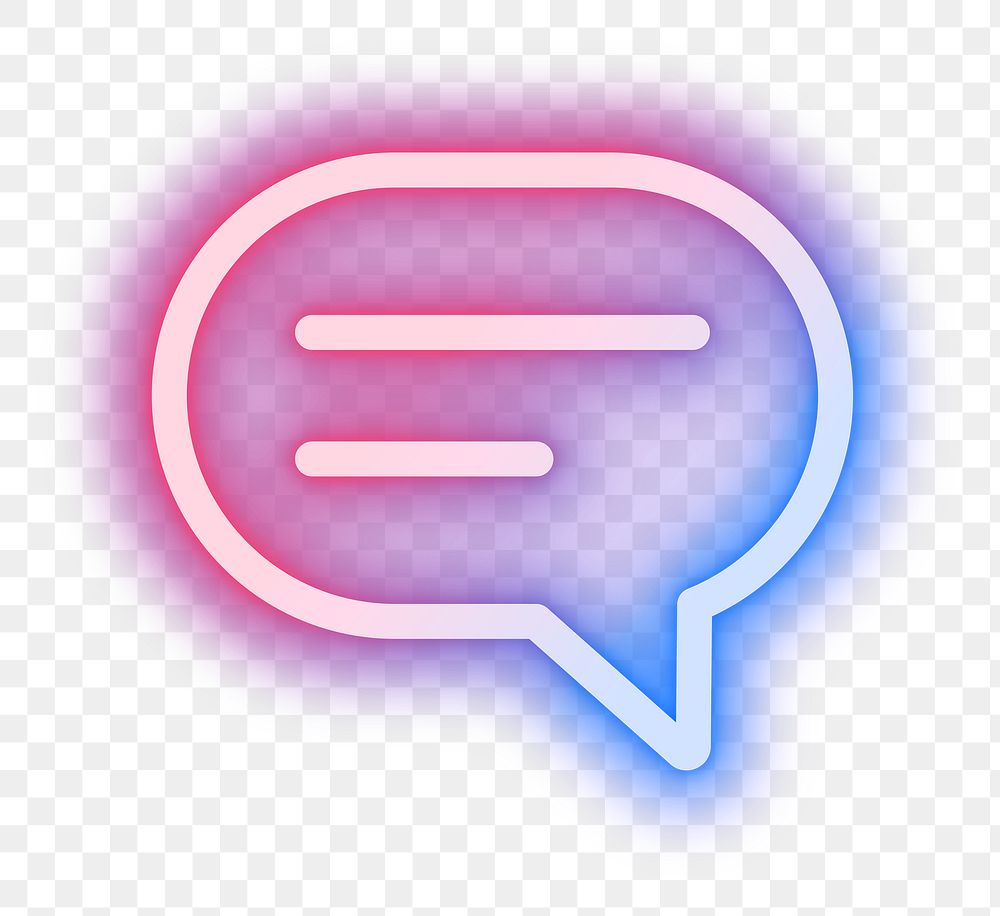 Png message social media icon in pink neon style