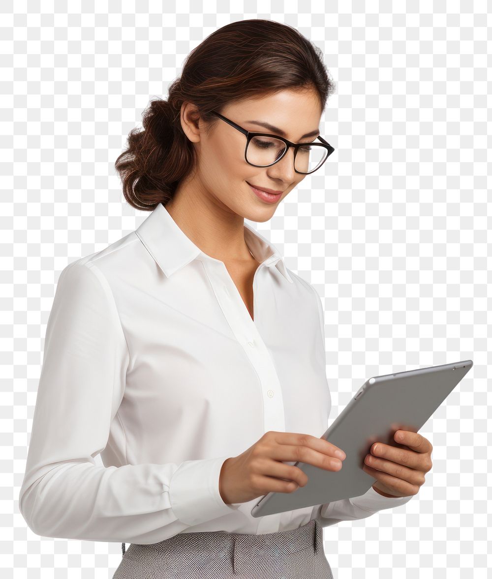 PNG Business person woman glasses computer blouse