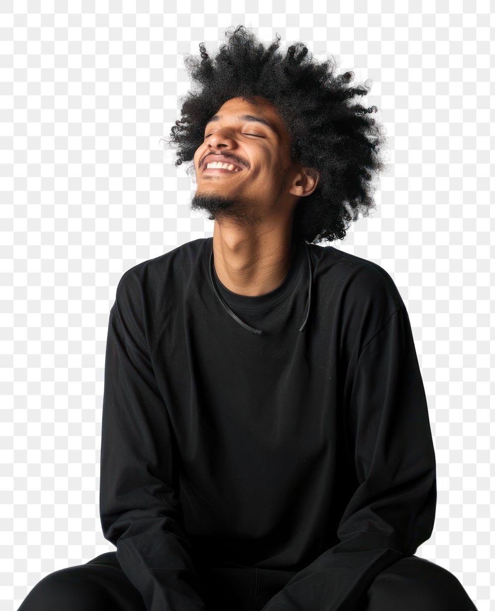 PNG Joyful man with curly hair