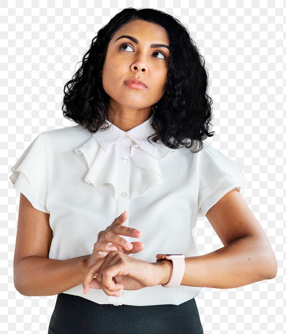 Businesswoman using a smartwatch device transparent png