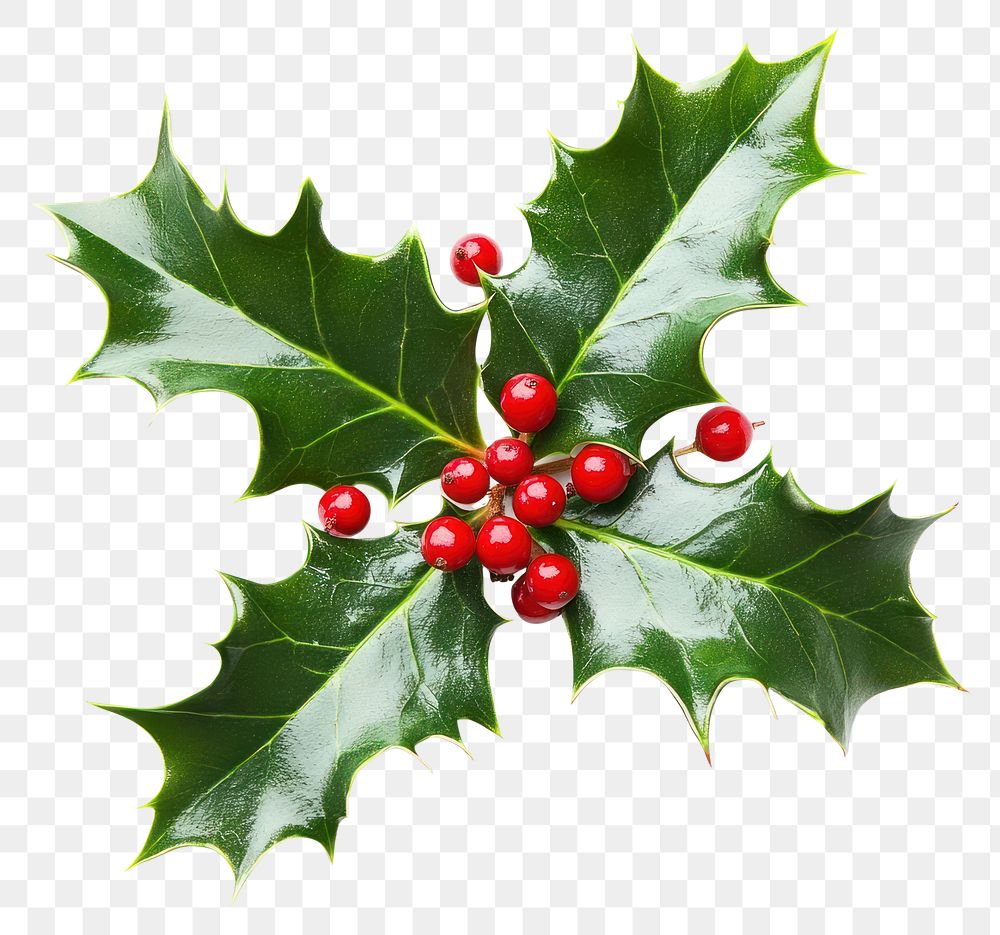 PNG Festive holly leaves and berries