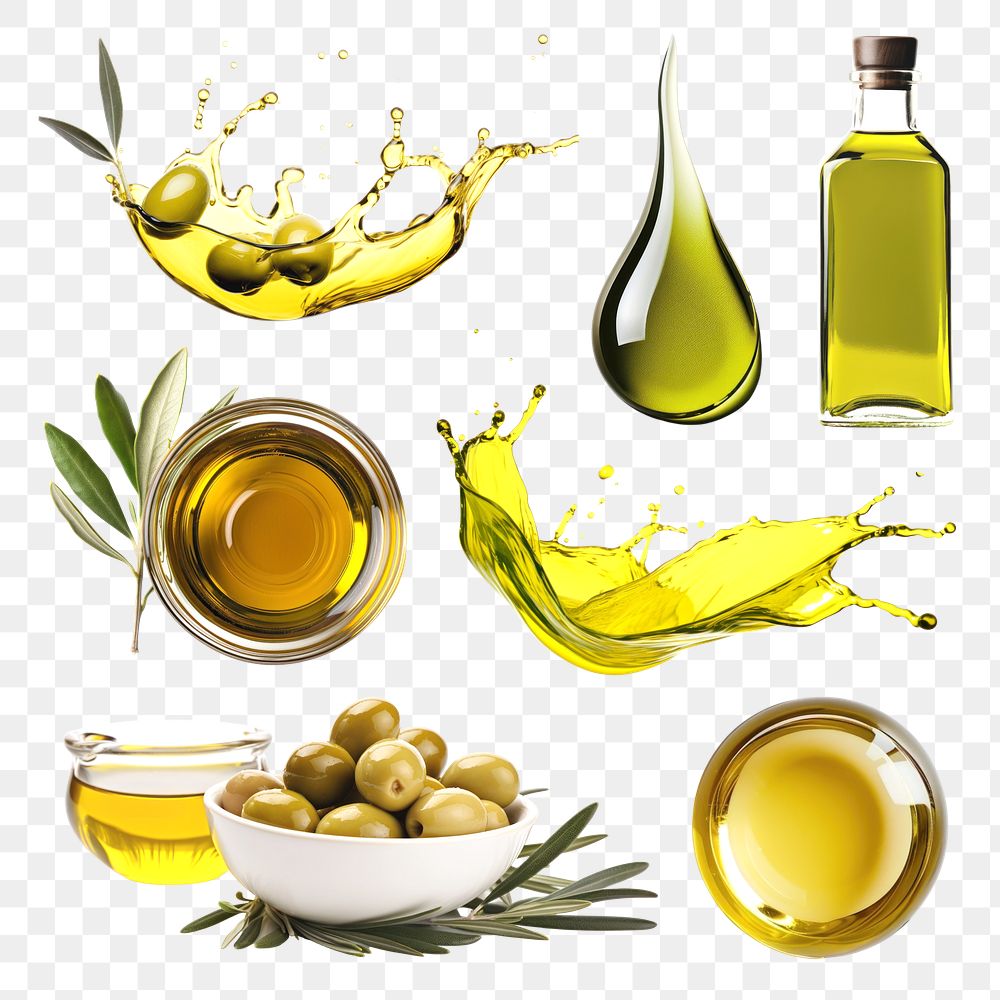 PNG olive oil element set, transparent background