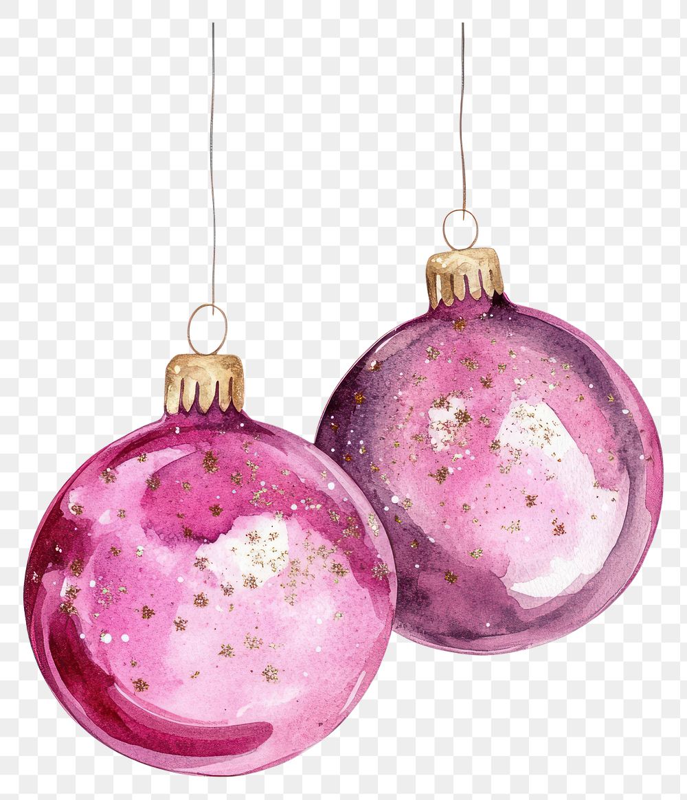 PNG Watercolor pink Christmas ornaments