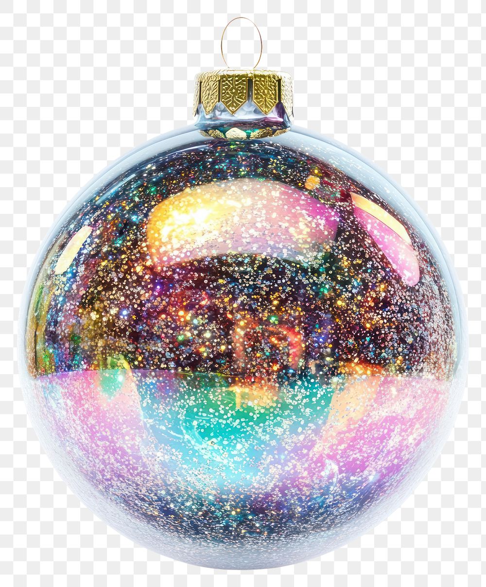 PNG Colorful glitter Christmas ornament