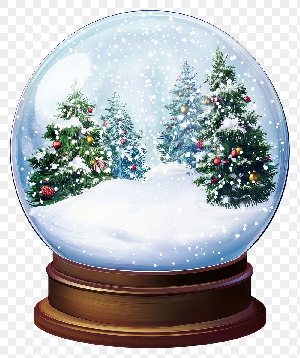 PNG Festive winter snow globe scene