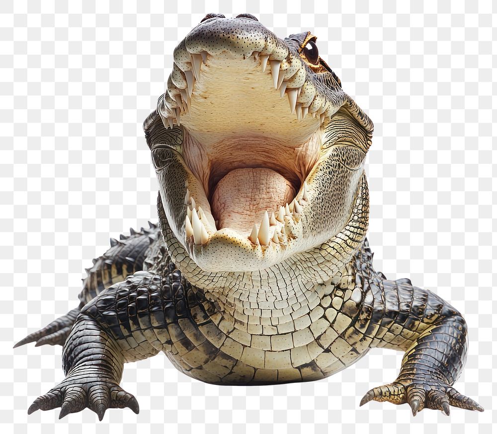 PNG Crocodile roaring alligator reptile animal.