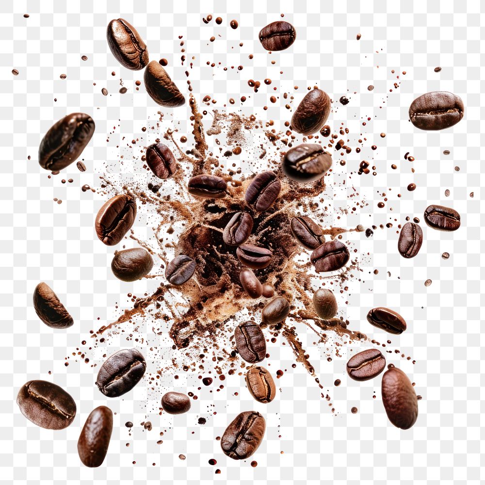 PNG Exploding coffee beans background explosion photography.