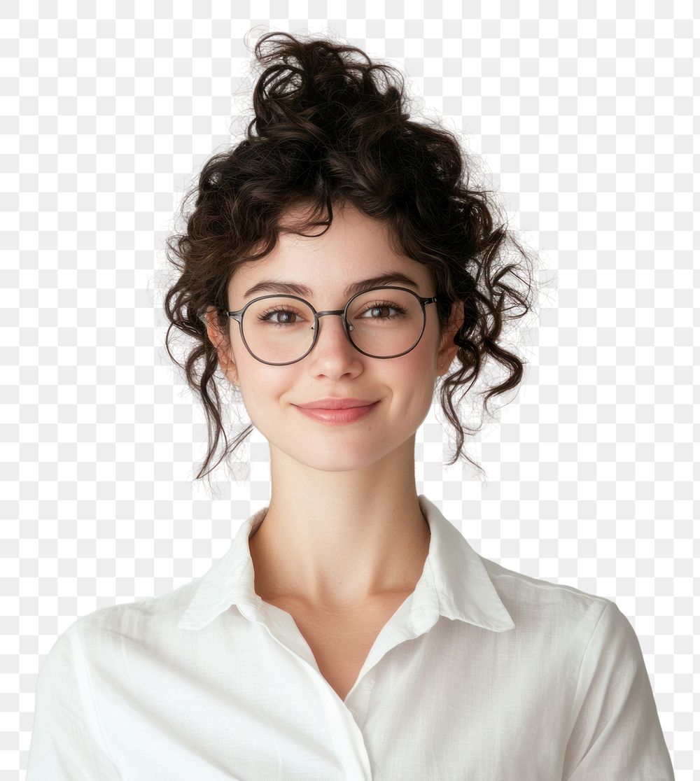 PNG Smiling woman with curly hair