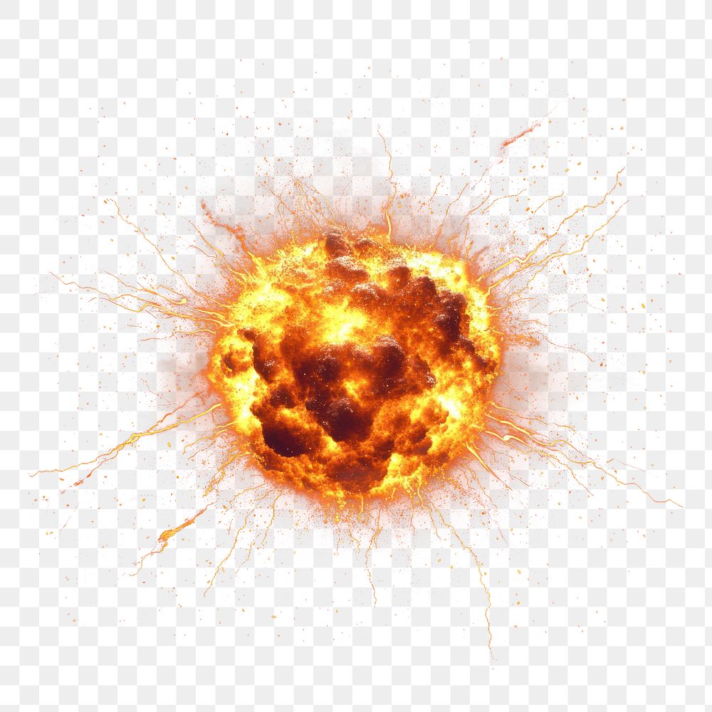 PNG Fiery explosion in dark space