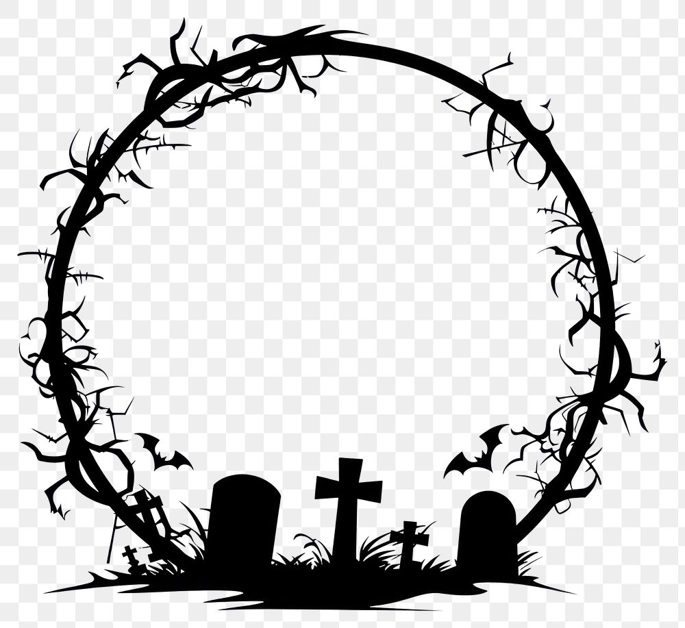 PNG Spooky graveyard Halloween illustration