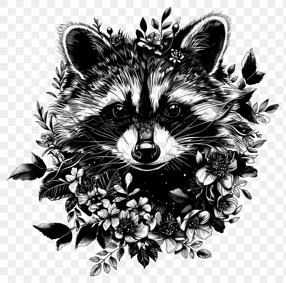 PNG Raccoon drawing illustrated animal.