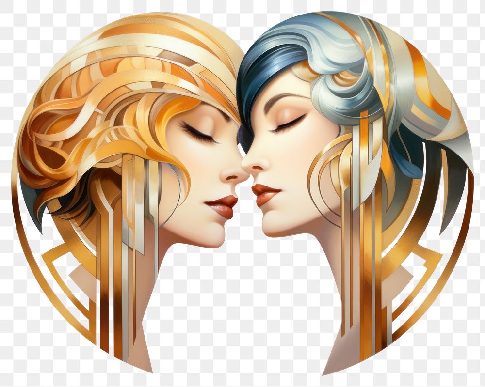 PNG Gemini portrait kissing adult. 