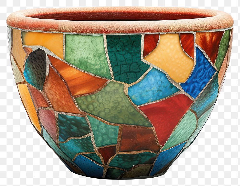 PNG Mosaic tiles of pot pottery glass shape.