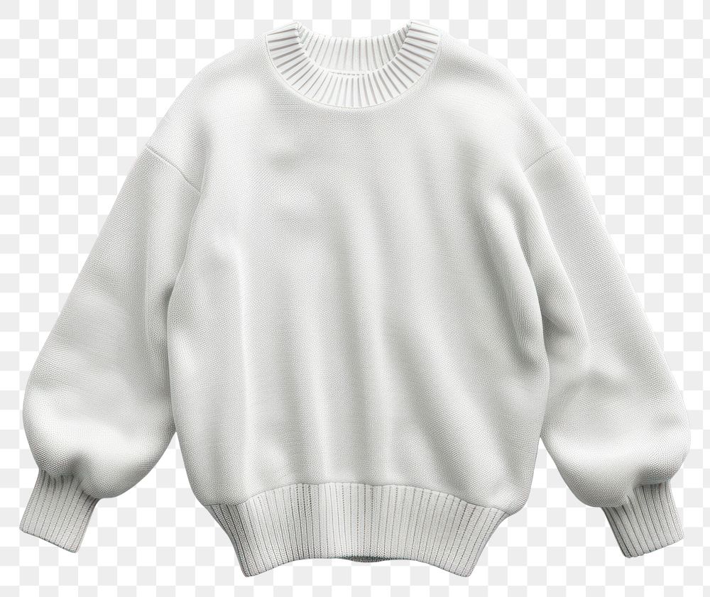 PNG Blank plain whte sweater mockup sweatshirt clothing knitwear.