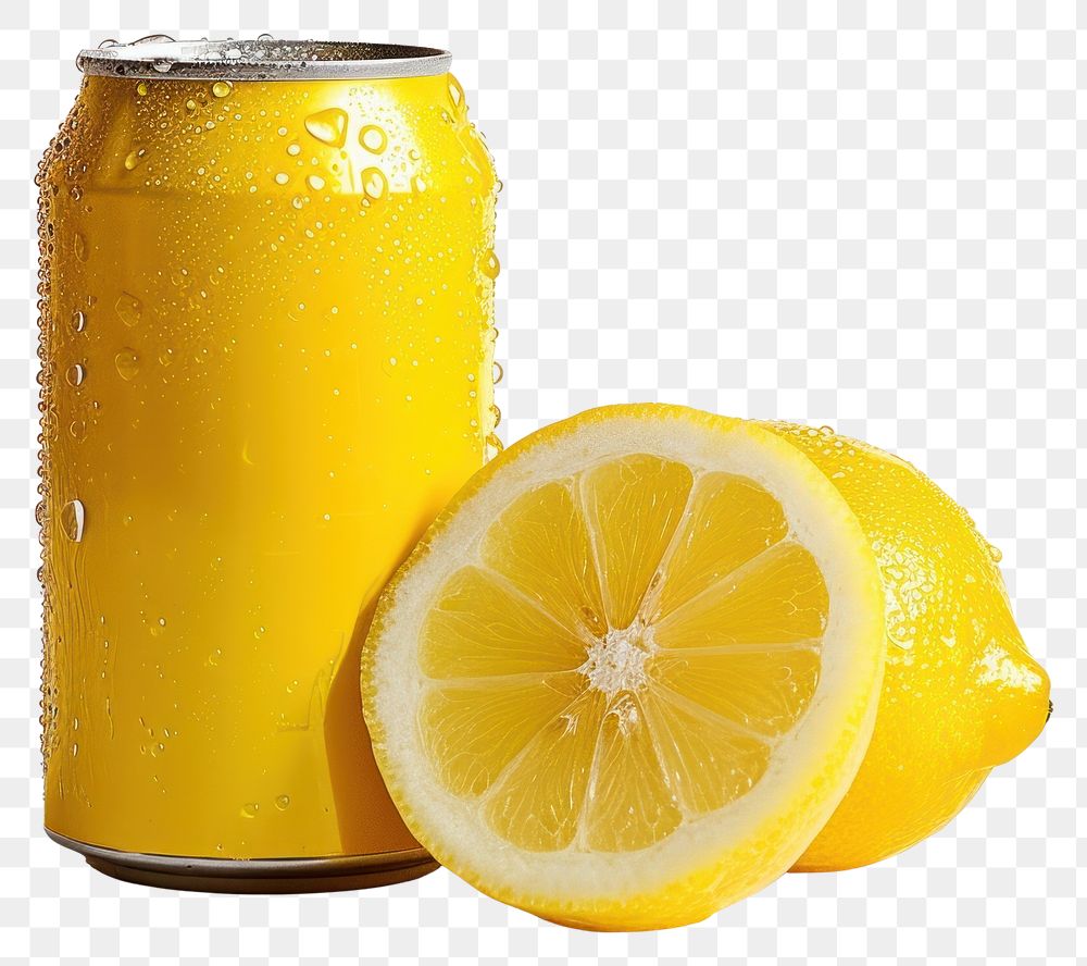 PNG Lemon juice can fruit drink food.