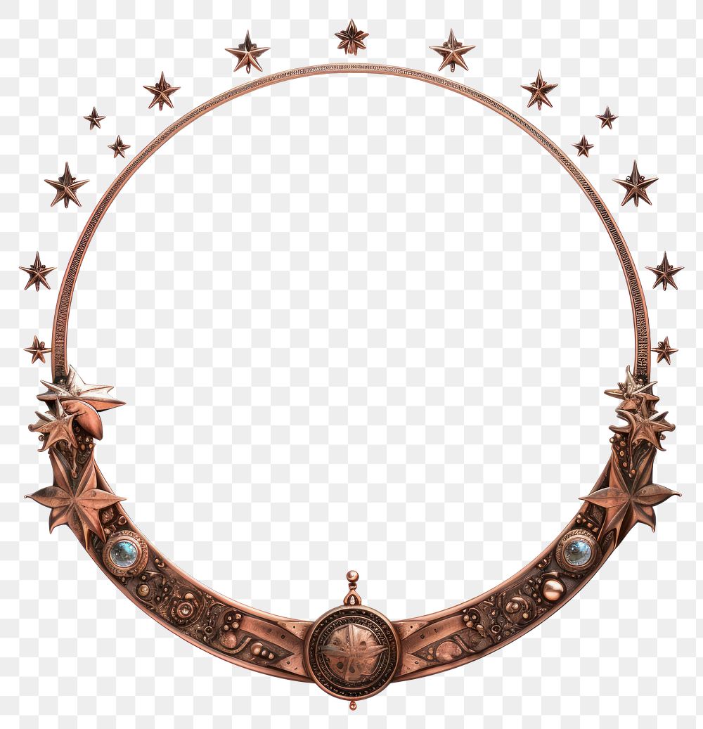 PNG Nouveau art of moon frame jewelry copper photo.