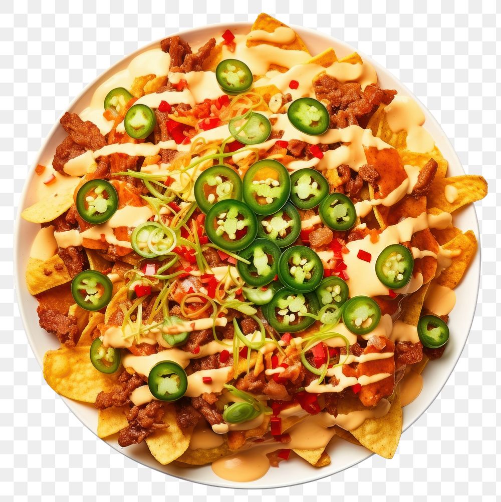 PNG Chili cheese nachosr food plate vegetable.