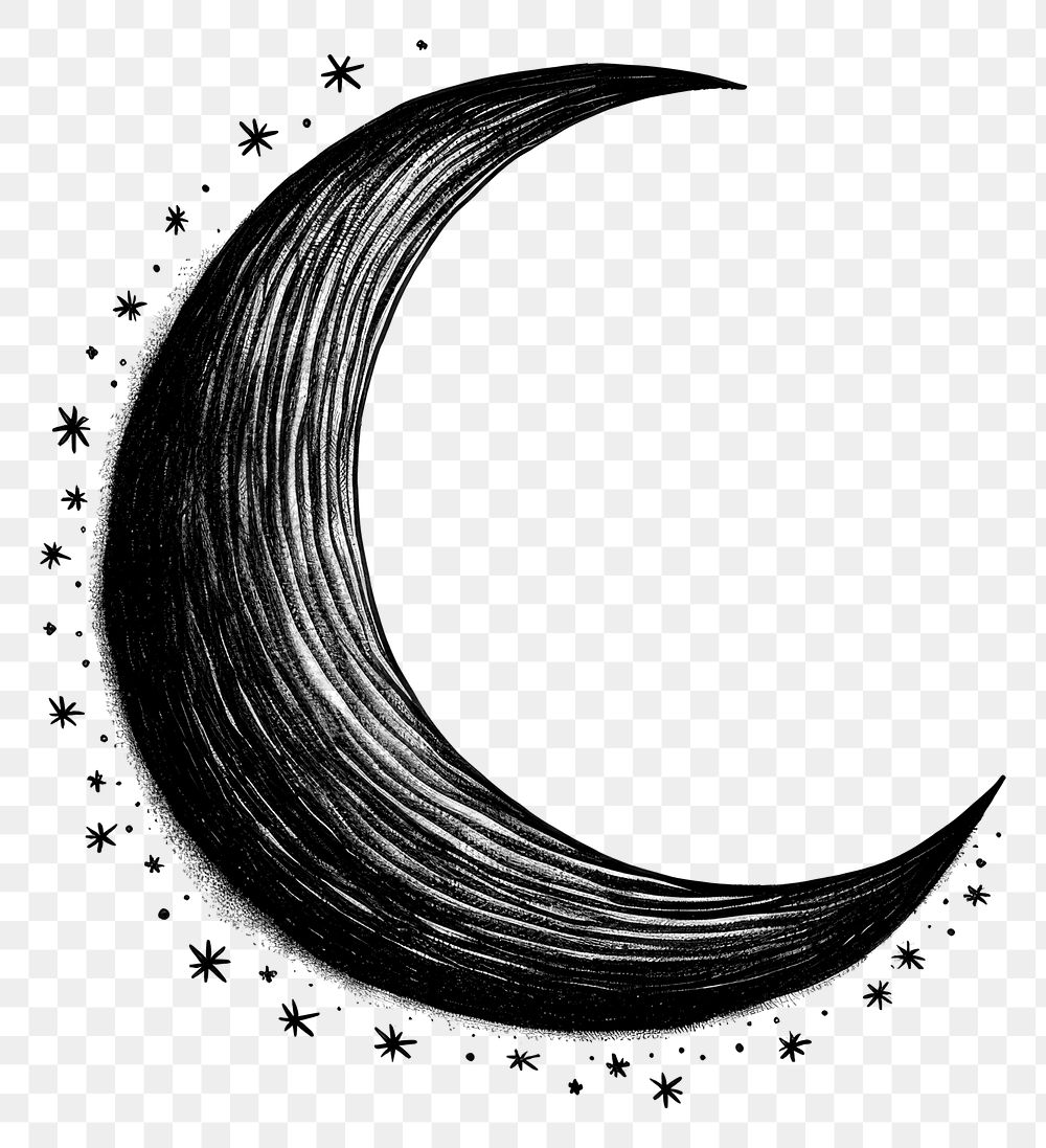 PNG Celestial crescent moon astronomy drawing nature.