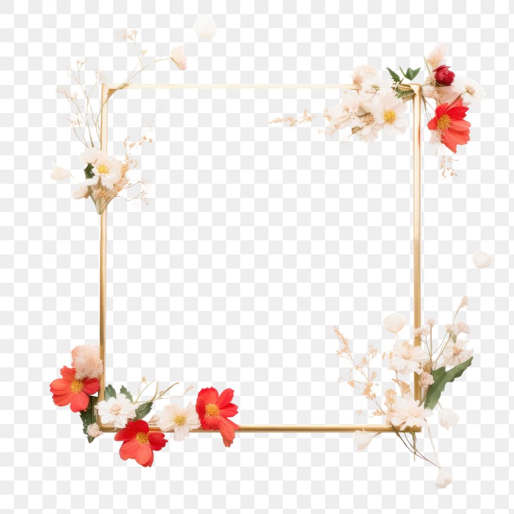 PNG Flower wreath frame white background.