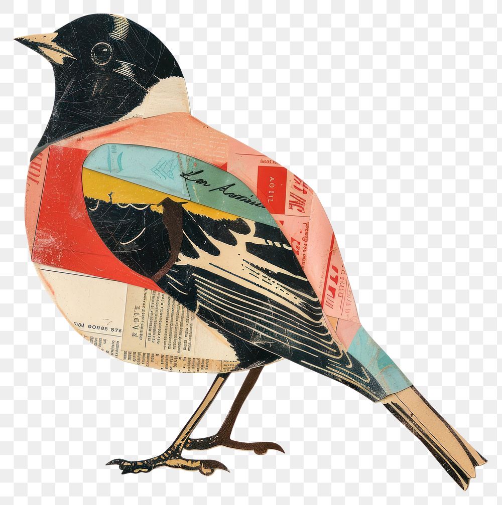 PNG Bird shape collage cutouts illustration decorative blackbird.