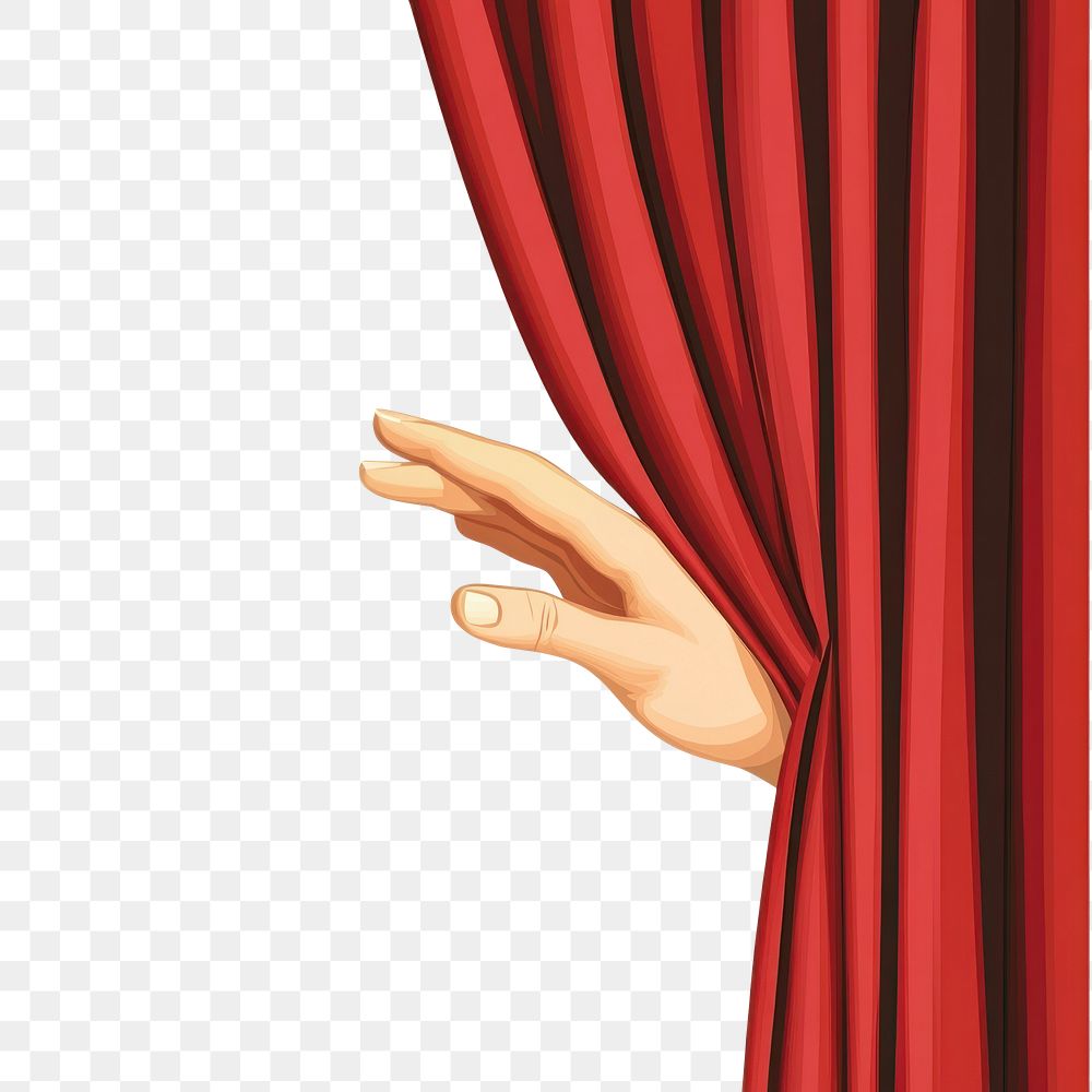 PNG Behind the red curtain hand illustration theater.