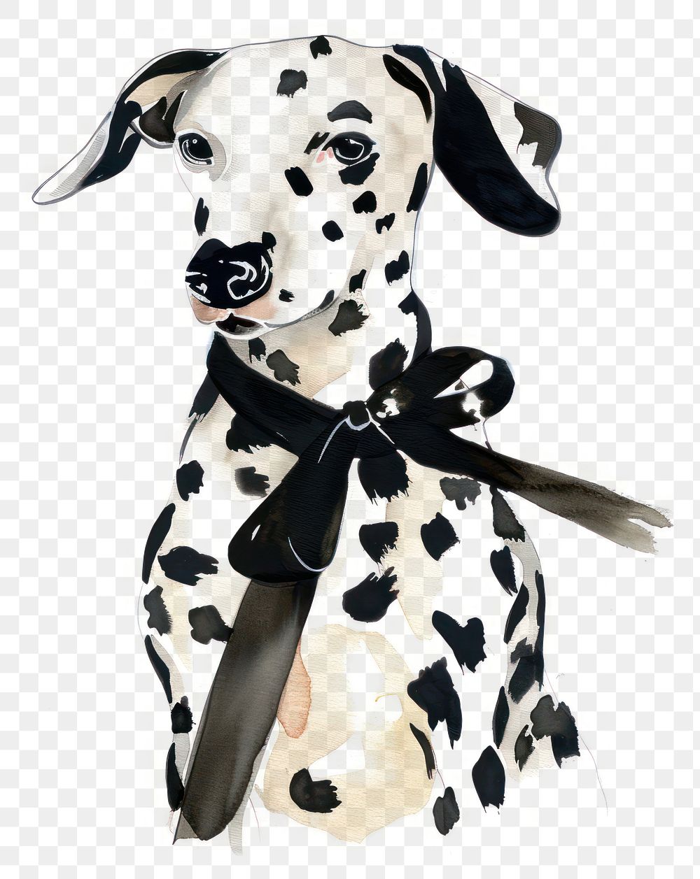 PNG Dalmatian dog illustration white black.