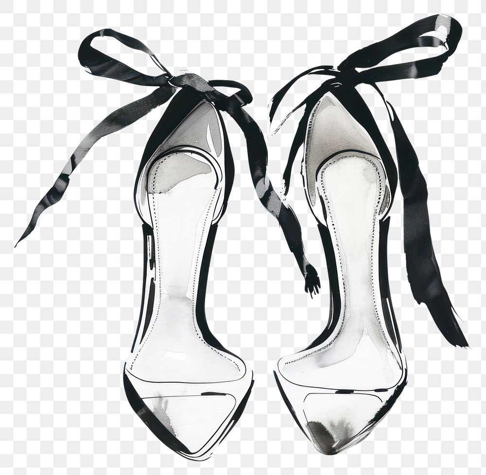 PNG High heels illustration footwear ribbon.