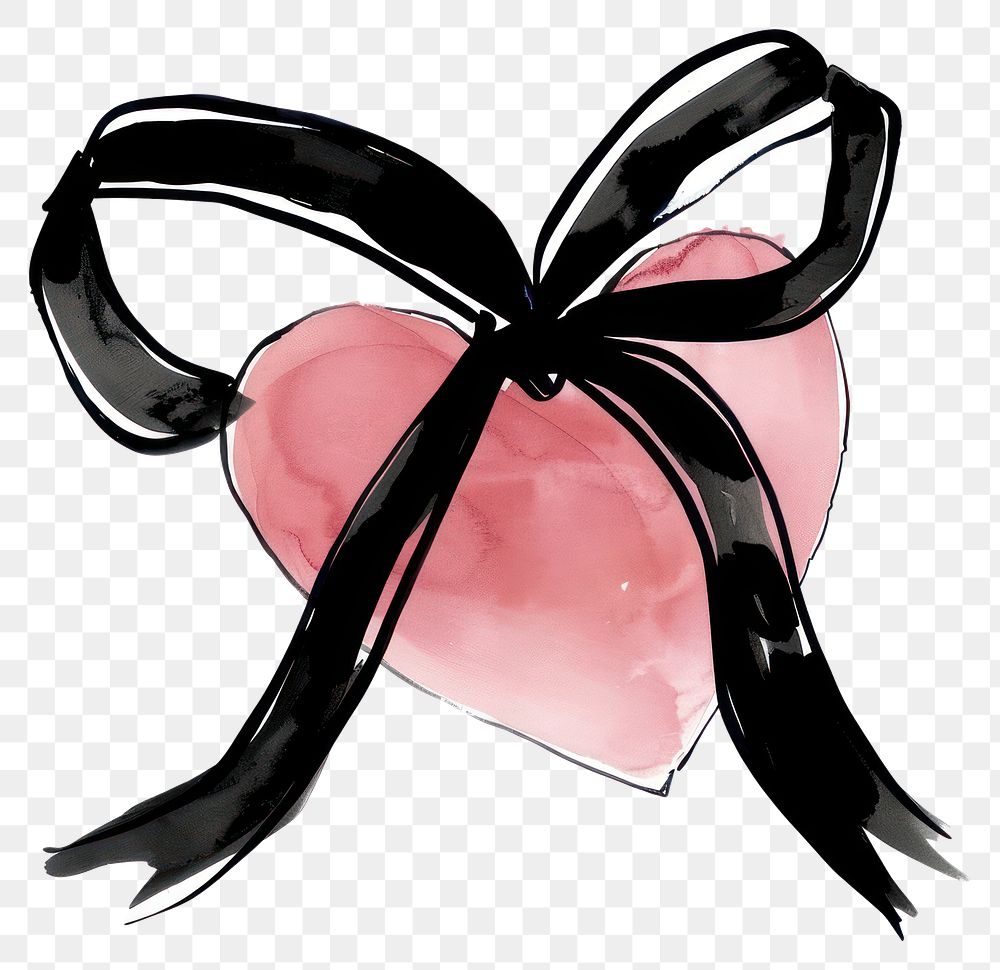 PNG Heart illustration ribbon black.