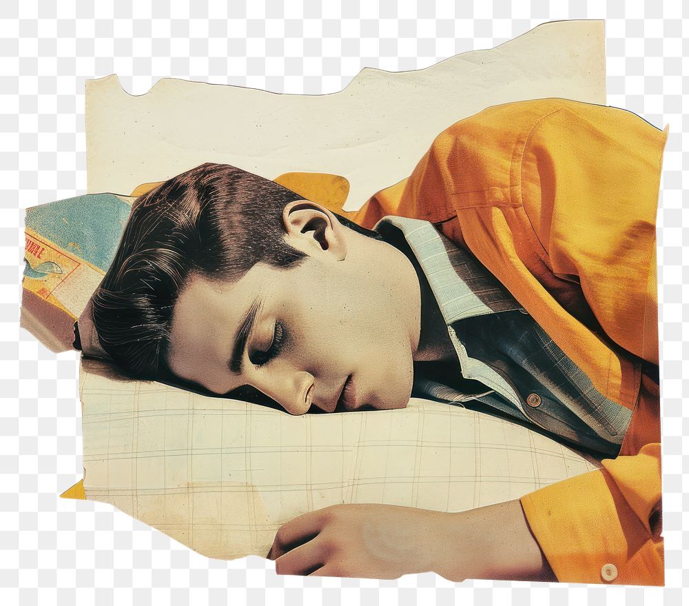 PNG Man sleep collage cutouts portrait sleeping vintage.