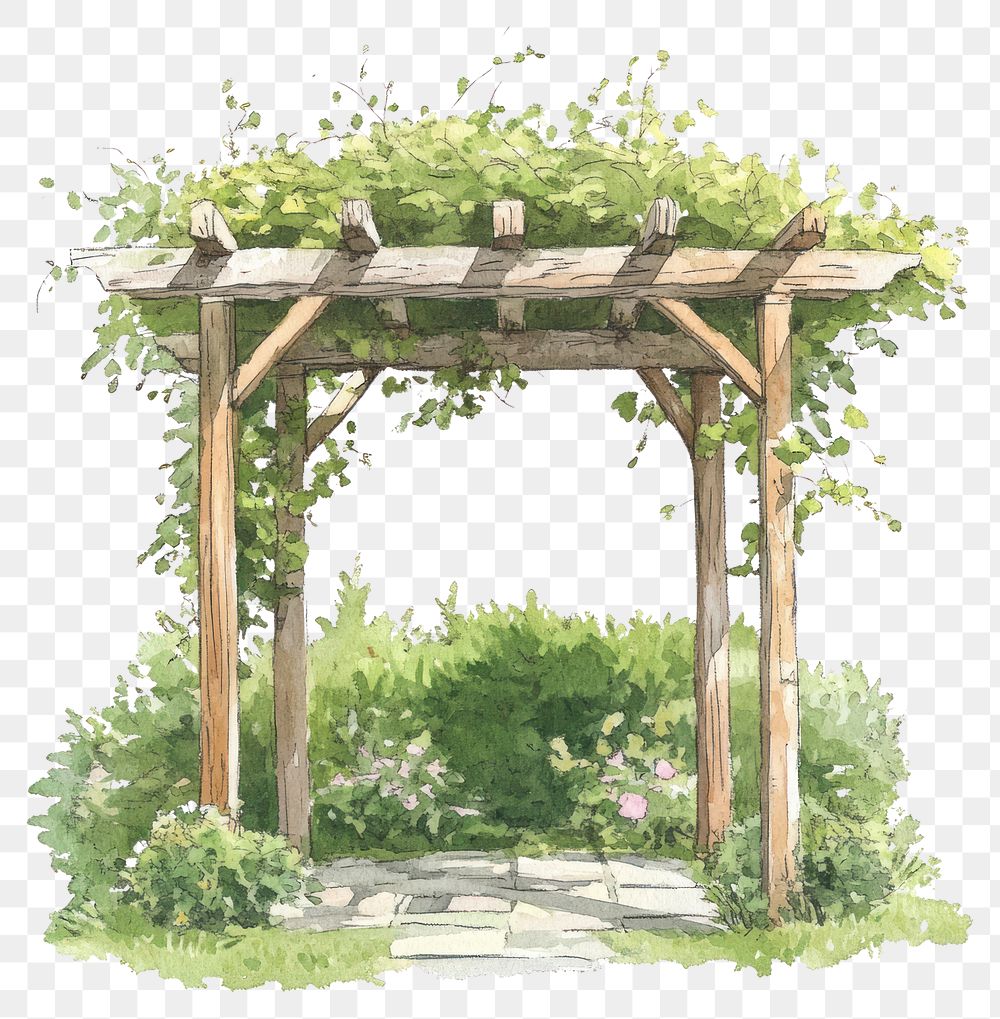 PNG Pergola garden architecture illustration.