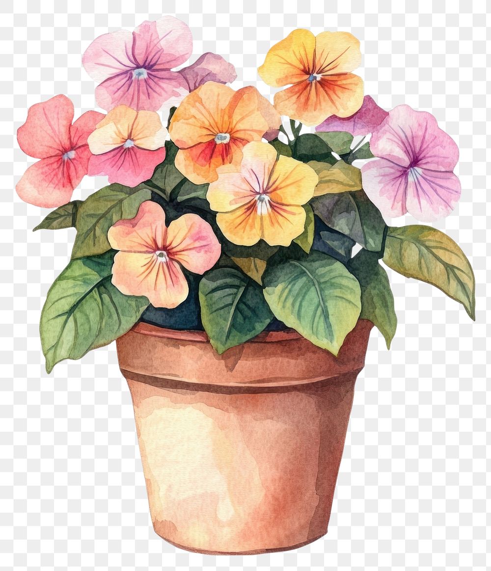 PNG Flower Potted Plant flowers plant illustration.