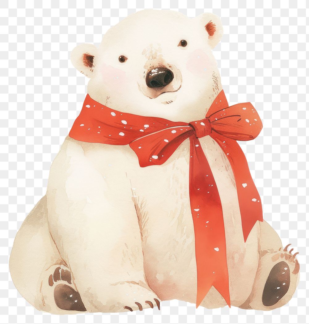 PNG Coquette polar bear illustration animal red.