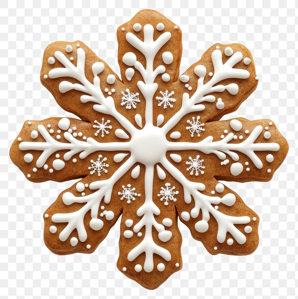 PNG Gingerbread snowflake cookie dessert confectionery decoration.