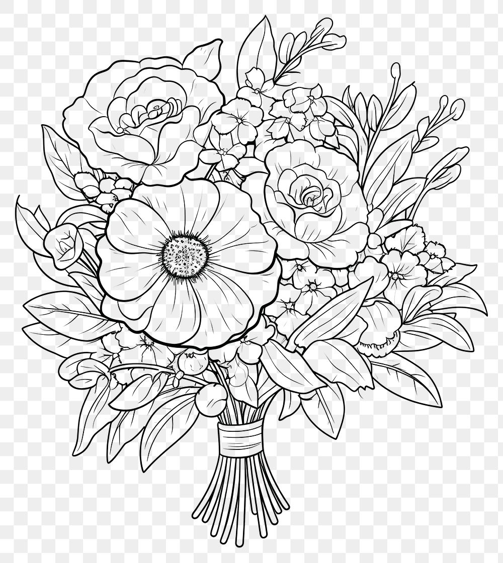 PNG Bouquet art illustration drawing.