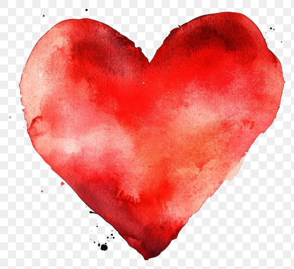 PNG Watercolor red heart symbol illustration hand-painted.