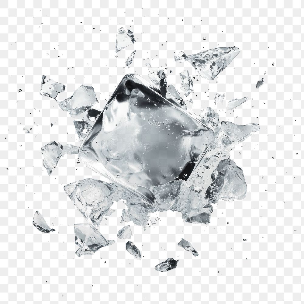 PNG Cracked Ice Cube Shatter ice shattering explosion.