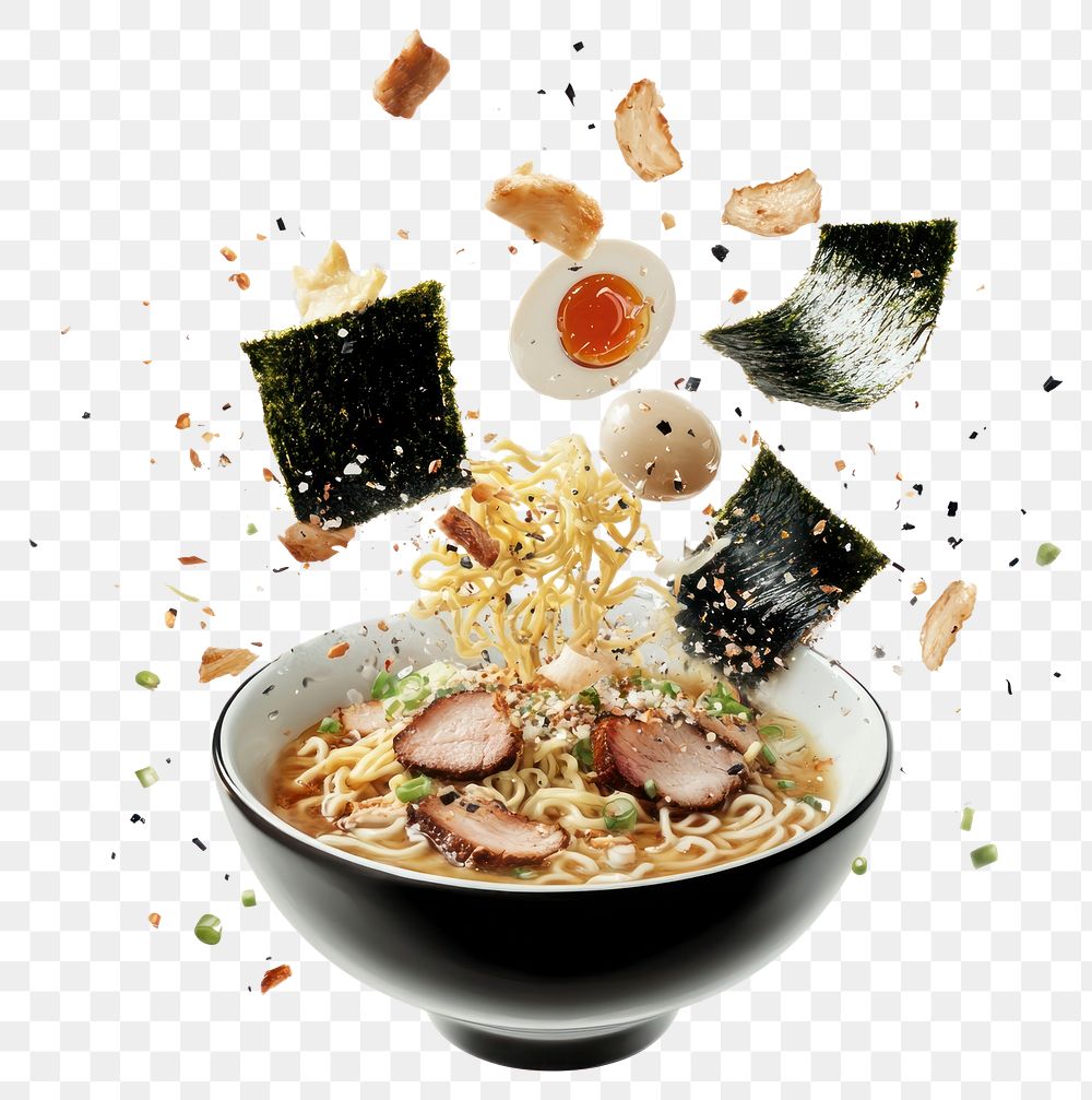 PNG Ramen Bowl noodles bowl explosion.