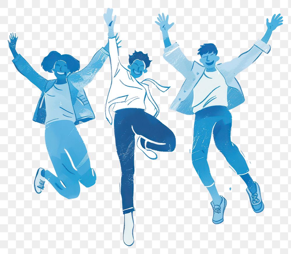 PNG Joyful people jumping illustration