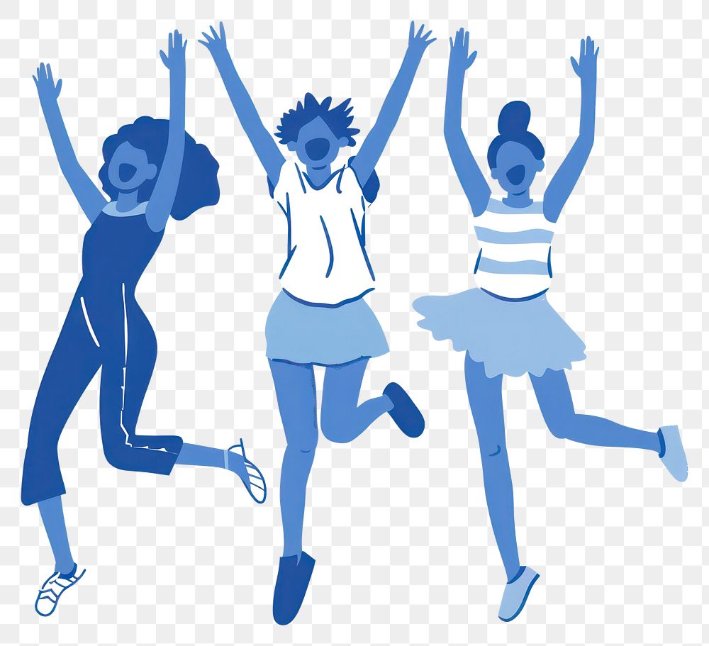 PNG Joyful diverse women jumping illustration