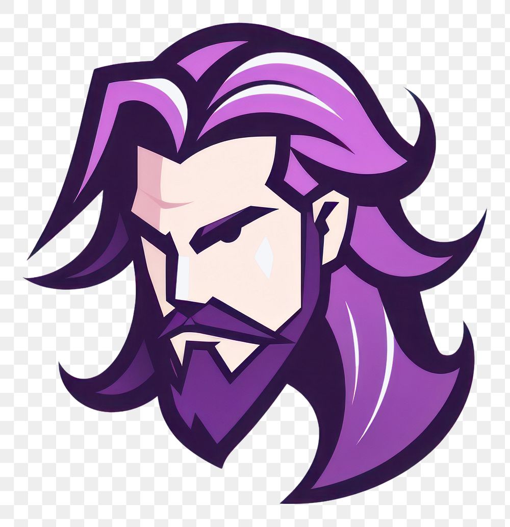 PNG Game streamer long hair guy purple design logo.