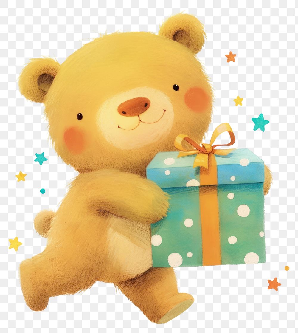 PNG Cute bear holding gift