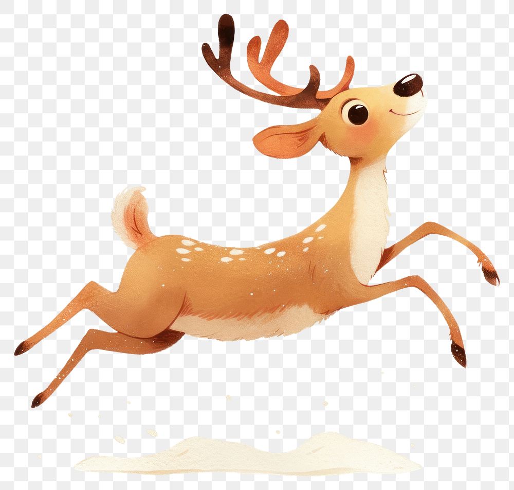 PNG Joyful leaping cartoon deer illustration