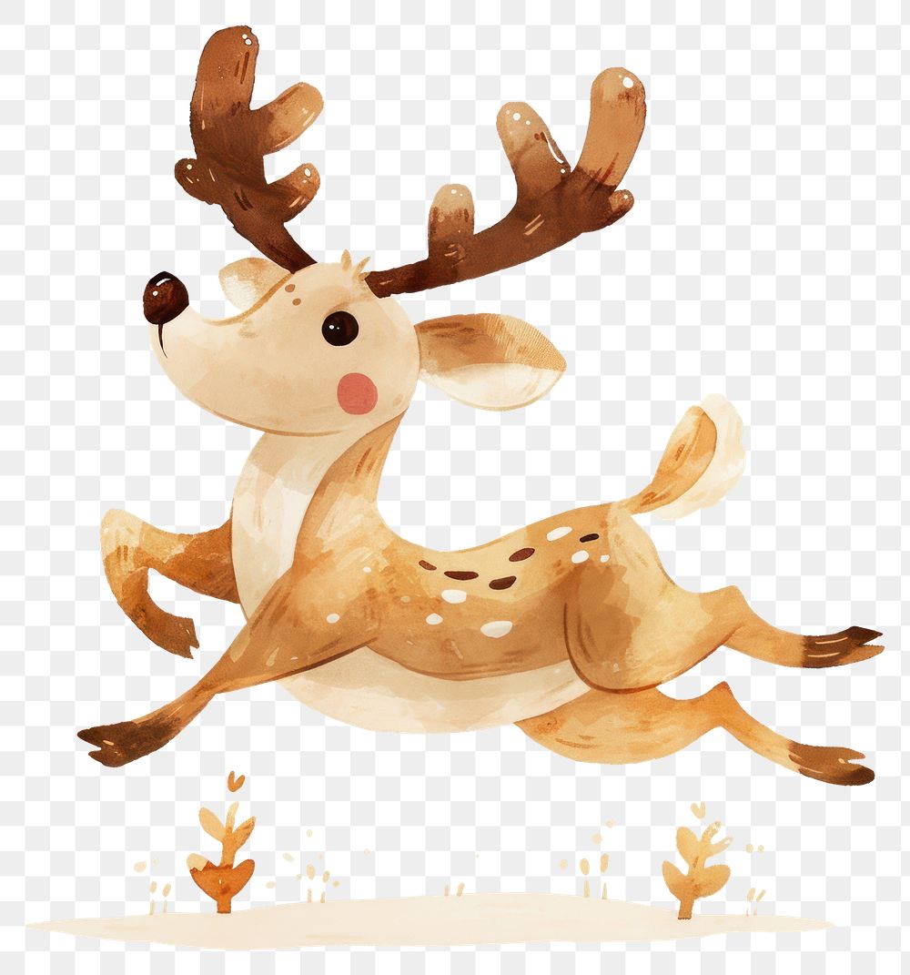 PNG Cute playful reindeer illustration