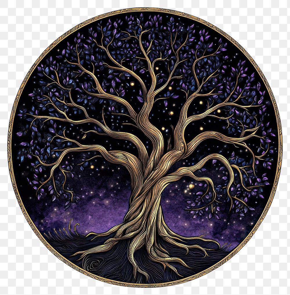 PNG A tree illustration celestial mystical.