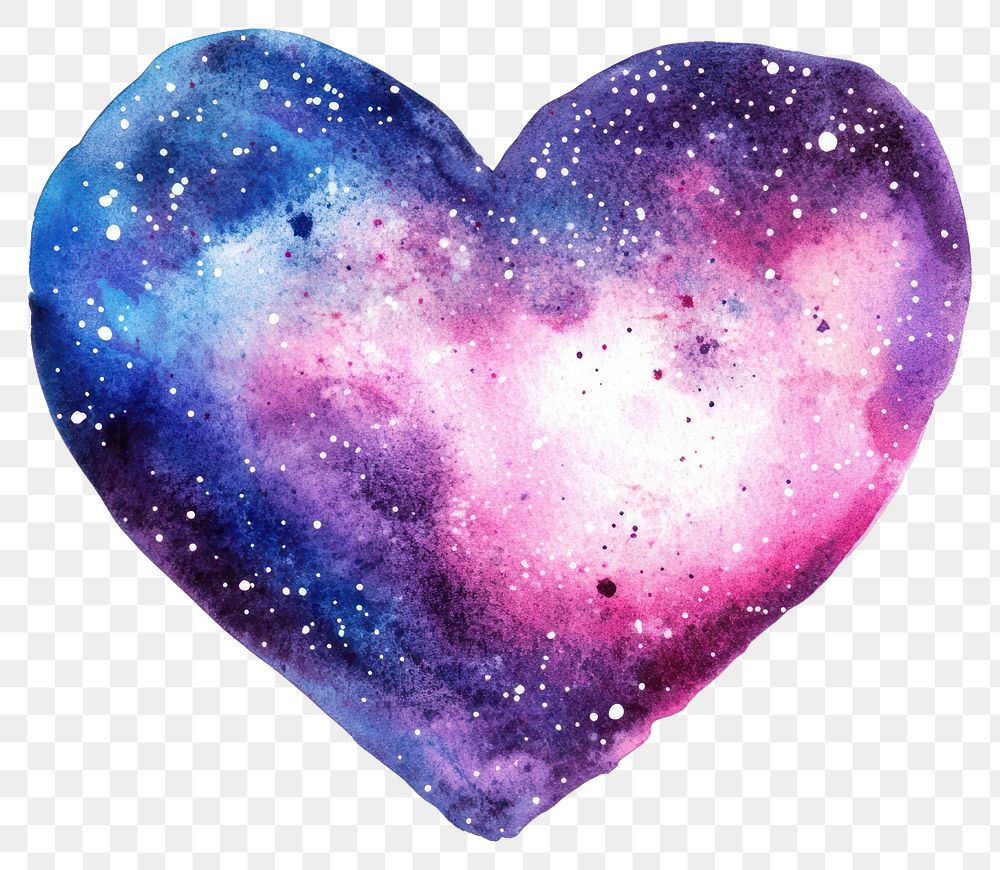 PNG Heart shape in Watercolor style watercolor symbol galaxy.