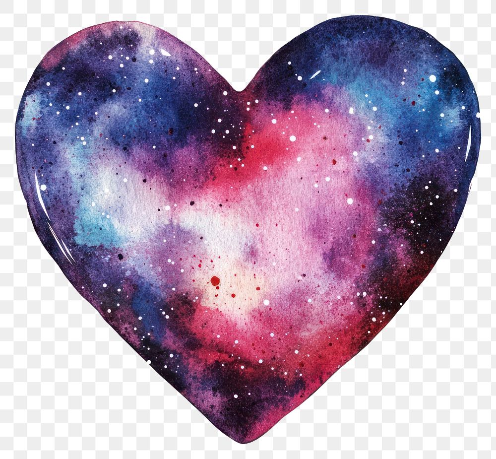 PNG Heart shape in Watercolor style watercolor galaxy illustration.